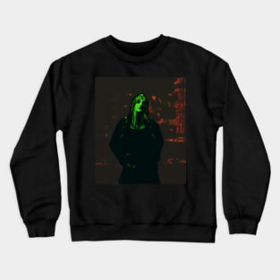 Very cool looking guy. Dark, but so cool. Moon on forehead. Green and orange. Crewneck Sweatshirt